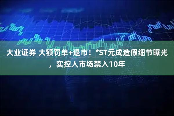 大业证券 大额罚单+退市！*ST元成造假细节曝光，实控人市场禁入10年